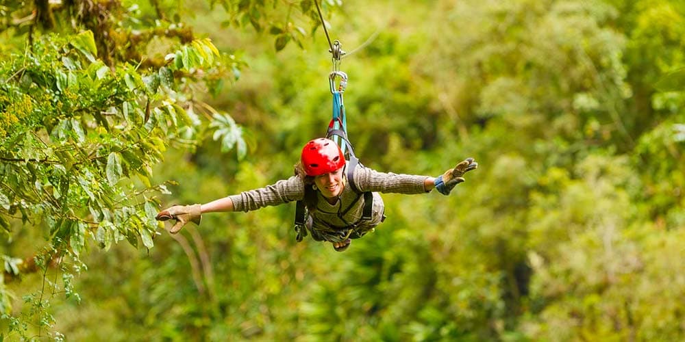 Zip lining through the tree tops